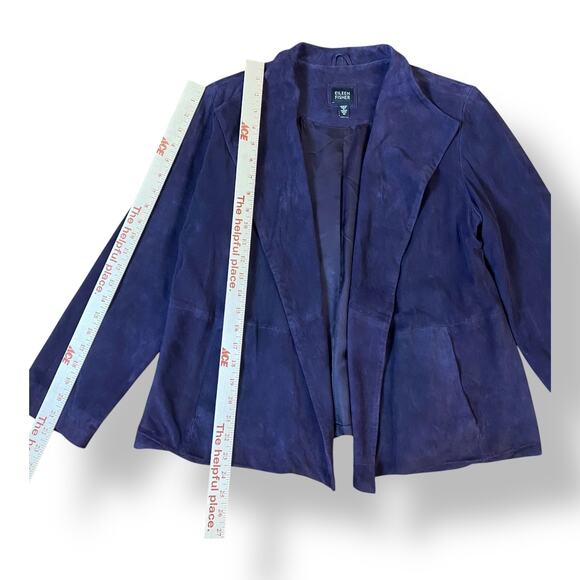 Eileen Fisher Purple Italian Goat Suede Open Front Blazer Jacket Size M - Picture 4 of 9